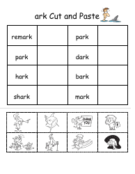 English Practice Sheet: Ark Word Family - Toonaday/Toonclipart, Page 3