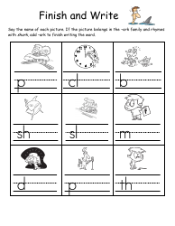 English Practice Sheet: Ark Word Family - Toonaday/Toonclipart, Page 4