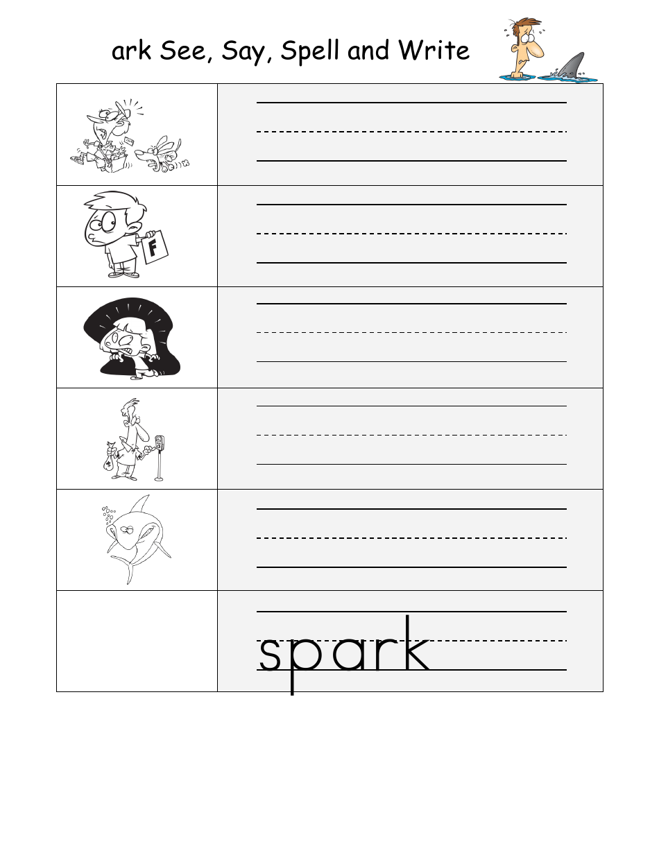English Practice Sheet: Ark Word Family - Toonaday / Toonclipart, Page 6