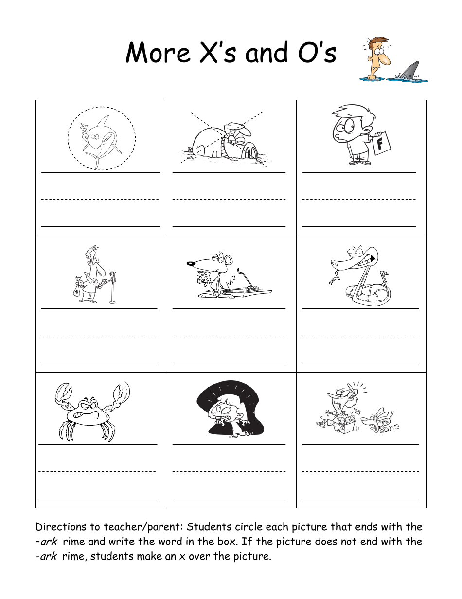 English Practice Sheet: Ark Word Family - Toonaday / Toonclipart, Page 8