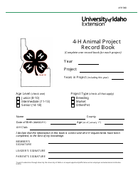 4-h Animal Project Record Book - University of Idaho