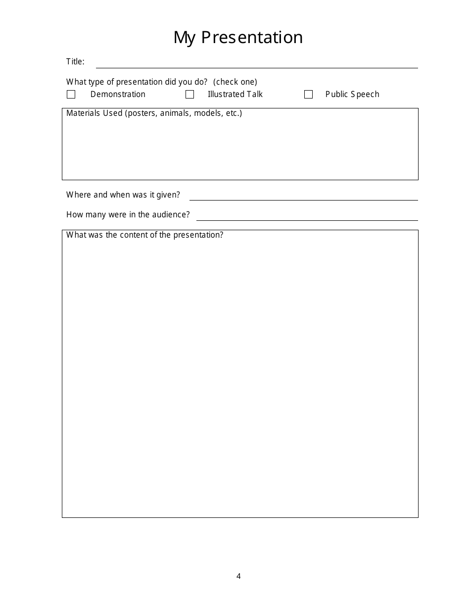 4-h Animal Project Record Book - University of Idaho, Page 4