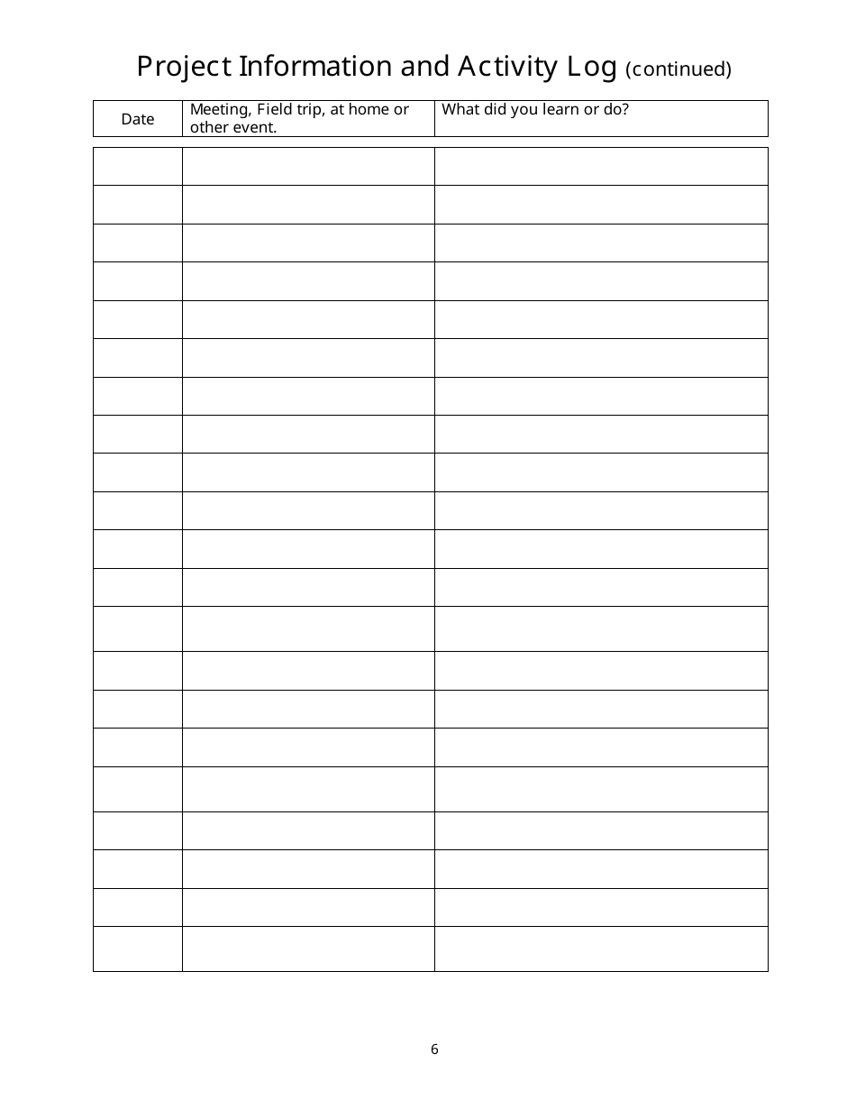 4-h Animal Project Record Book - University of Idaho, Page 6