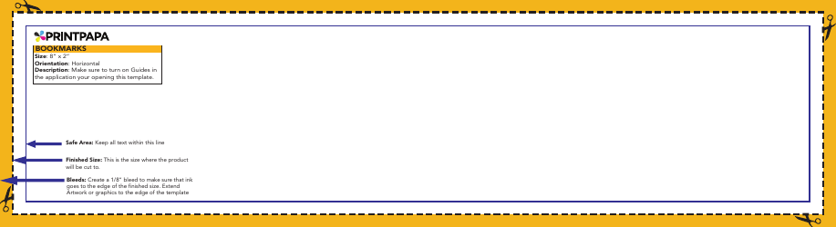 Document preview: 8" X 2" Bookmark Template
