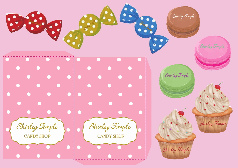 Pink Polka Dot Paper Candy Bag Template, Page 1