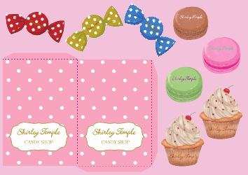 Document preview: Pink Polka Dot Paper Candy Bag Template