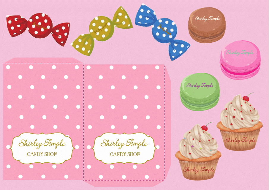 Pink Polka Dot Paper Candy Bag Template