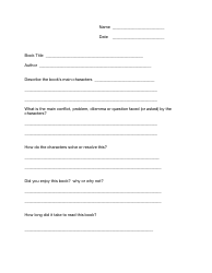 Document preview: Simple Book Report Template