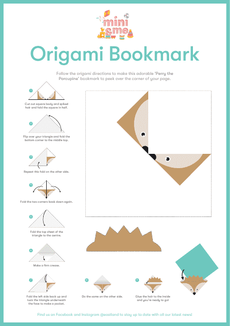 Origami Hedgehog Bookmark Template