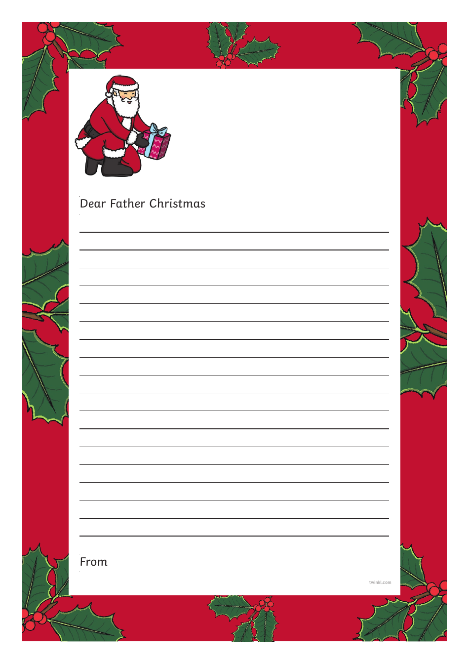 Father Christmas Letter Template Printable Pdf - Printable Free Templates