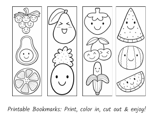 Document preview: Coloring Page Bookmark Templates - Fruit