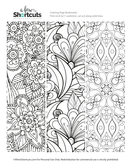Coloring Page Bookmark Templates - Flowers Download Pdf