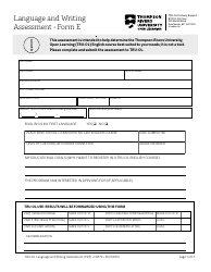 Document preview: Language and Writing Assessment Form - Thompson Rivers University