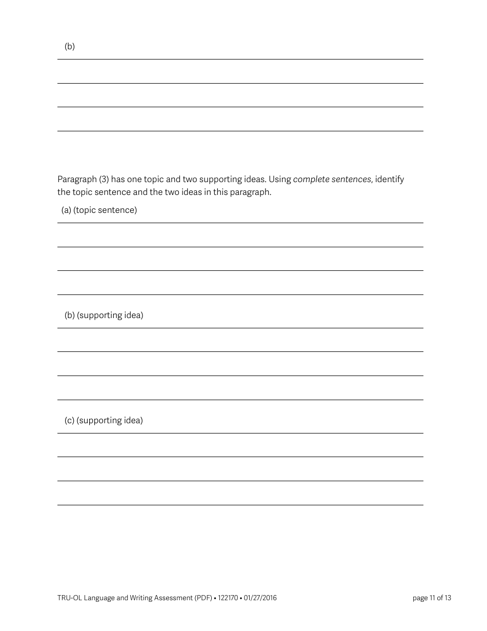 Language and Writing Assessment Form - Thompson Rivers University, Page 11
