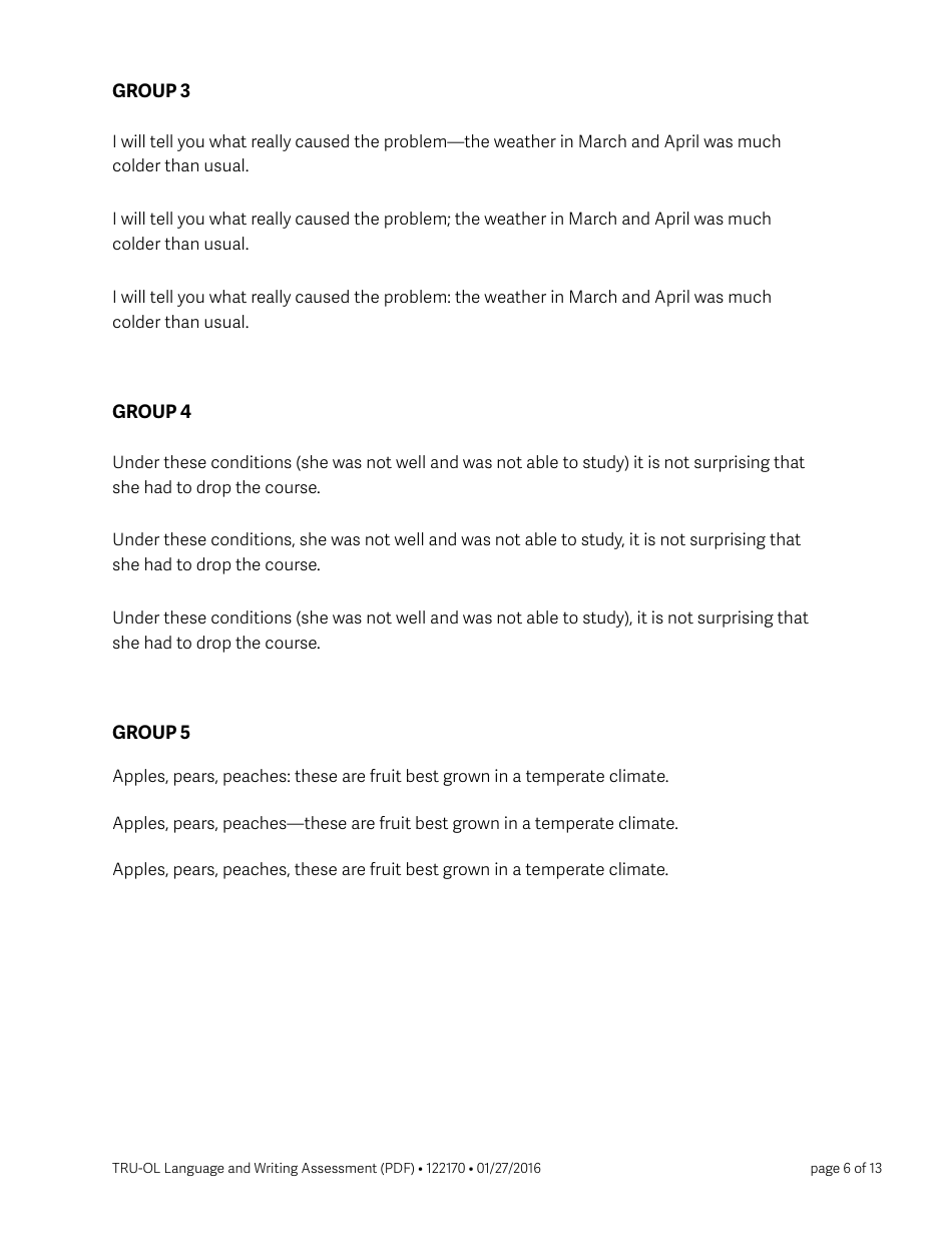 Language and Writing Assessment Form - Thompson Rivers University, Page 6