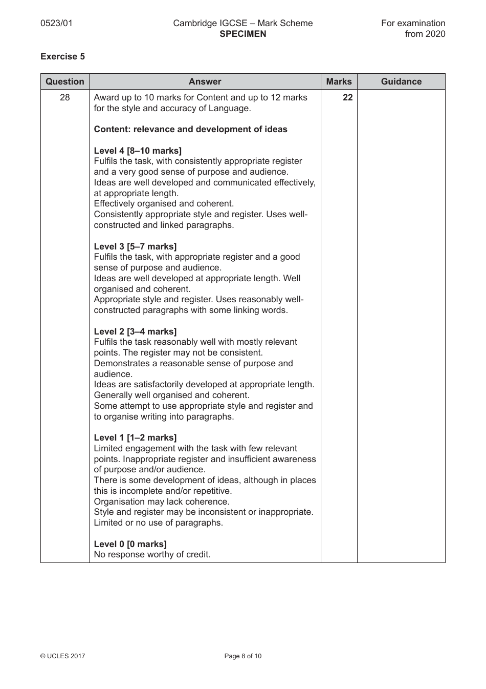 Cambridge Igcse Chinese as a Second Language Exam - Paper 1: Reading and Writing, Page 8