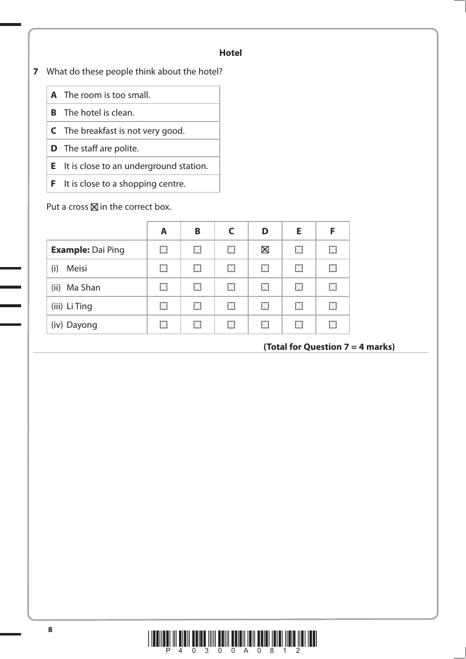 Edexcel Gcse Paper 1f: Listening and Understanding in Chinese - Pearson Education, Page 8