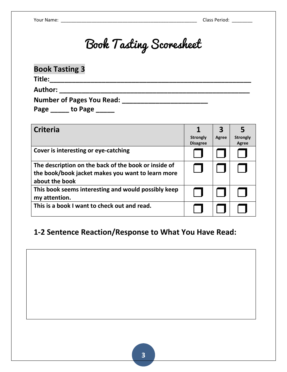 Book Tasting Scoresheet Template, Page 3