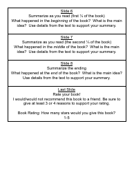 4th Grade Book Report Slideshow Plan, Page 3