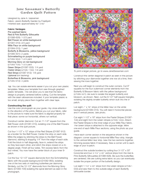 Butterfly Garden Quilt Pattern Template