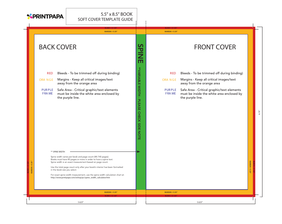 Customize and download the 5.5" X 8.5" Book Soft Cover Template