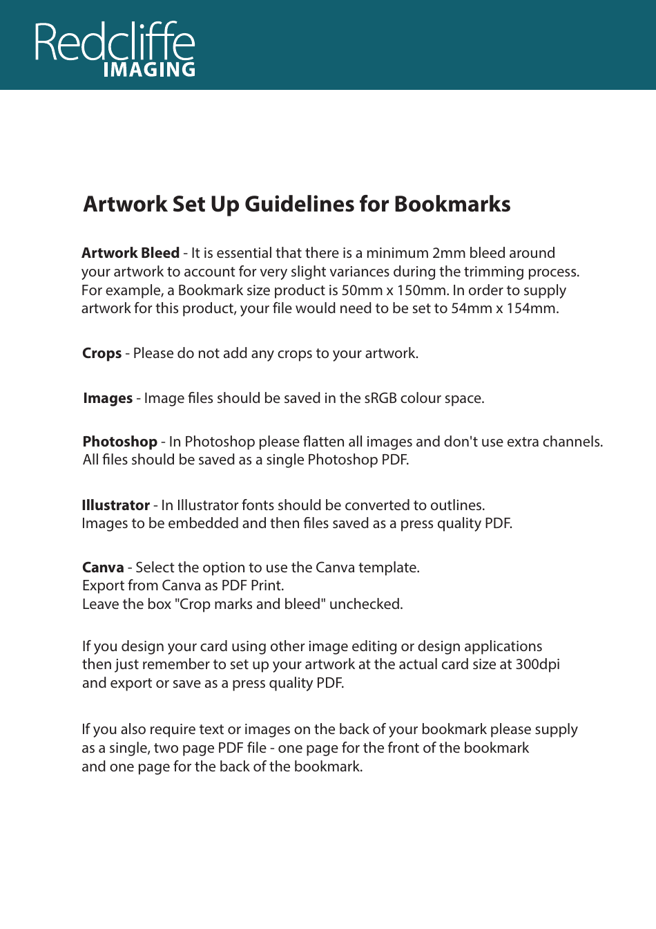 50mm X 150mm Bookmark Template, Page 2