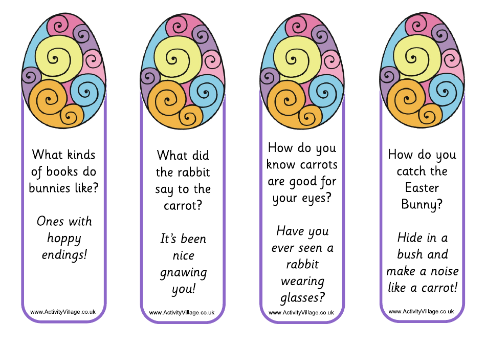 Easter Egg Jokes Bookmark Templates, Page 1