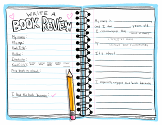 Document preview: Book Review Template - Blue Notebook