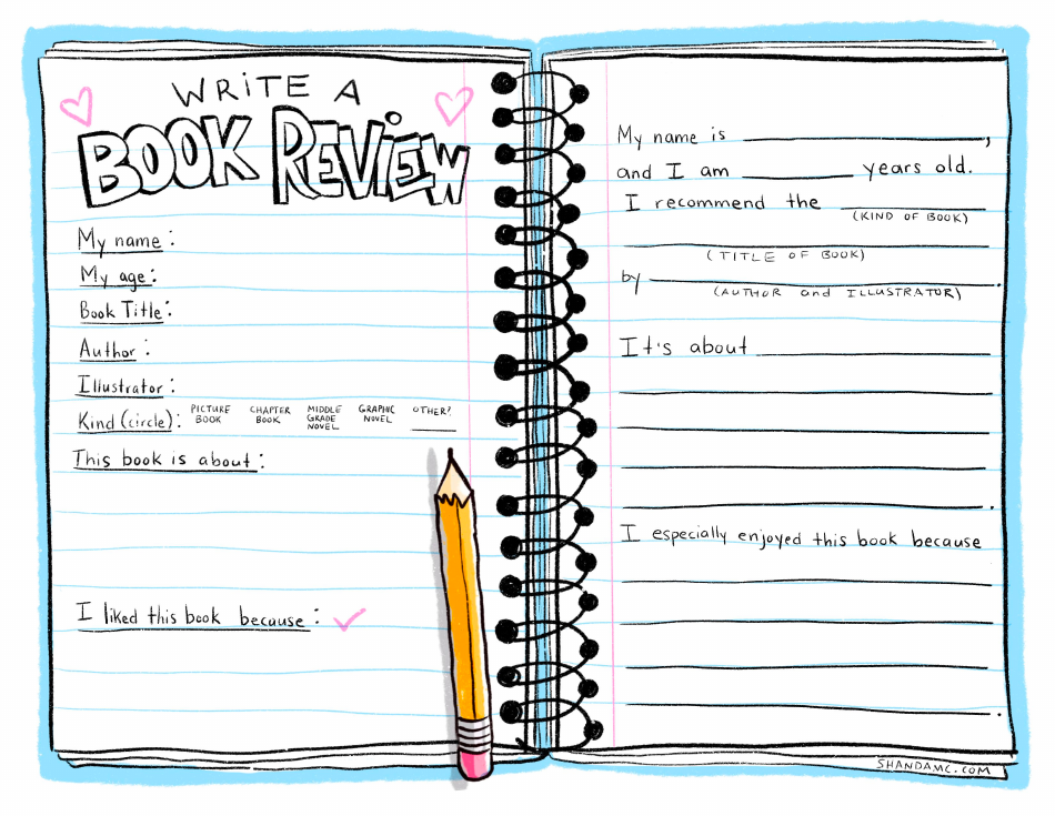 Book Review Template - Blue Notebook, Page 1