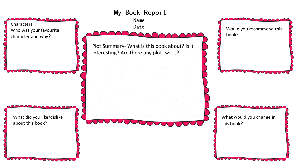 Book Report Template - Pink