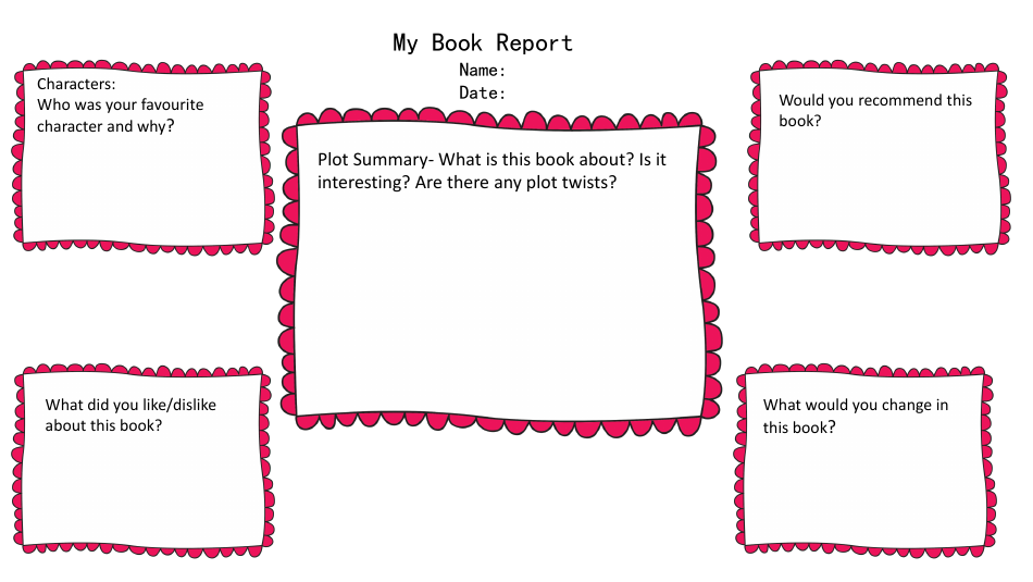 Book Report Template - Pink, Page 1