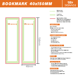 Document preview: 40x150mm Bookmark Template