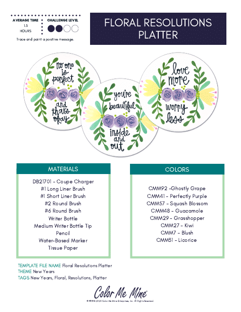 Floral Resolutions Platter Pattern Templates - Preview image
