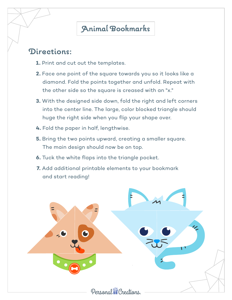 Animal Bookmark Templates - Free and Printable Designs