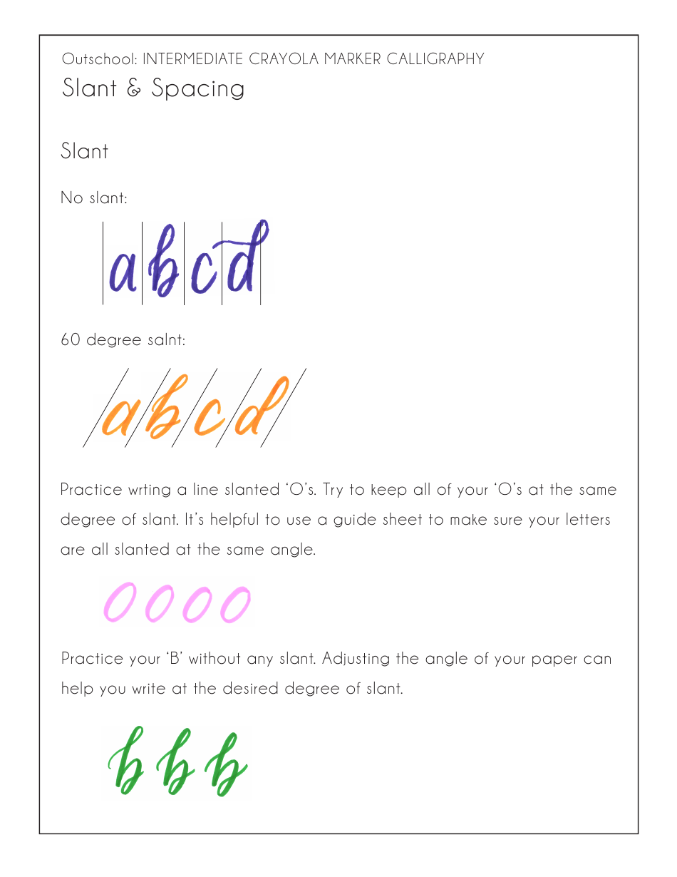 Crayola Marker Calligraphy Guide Sheet, Page 3