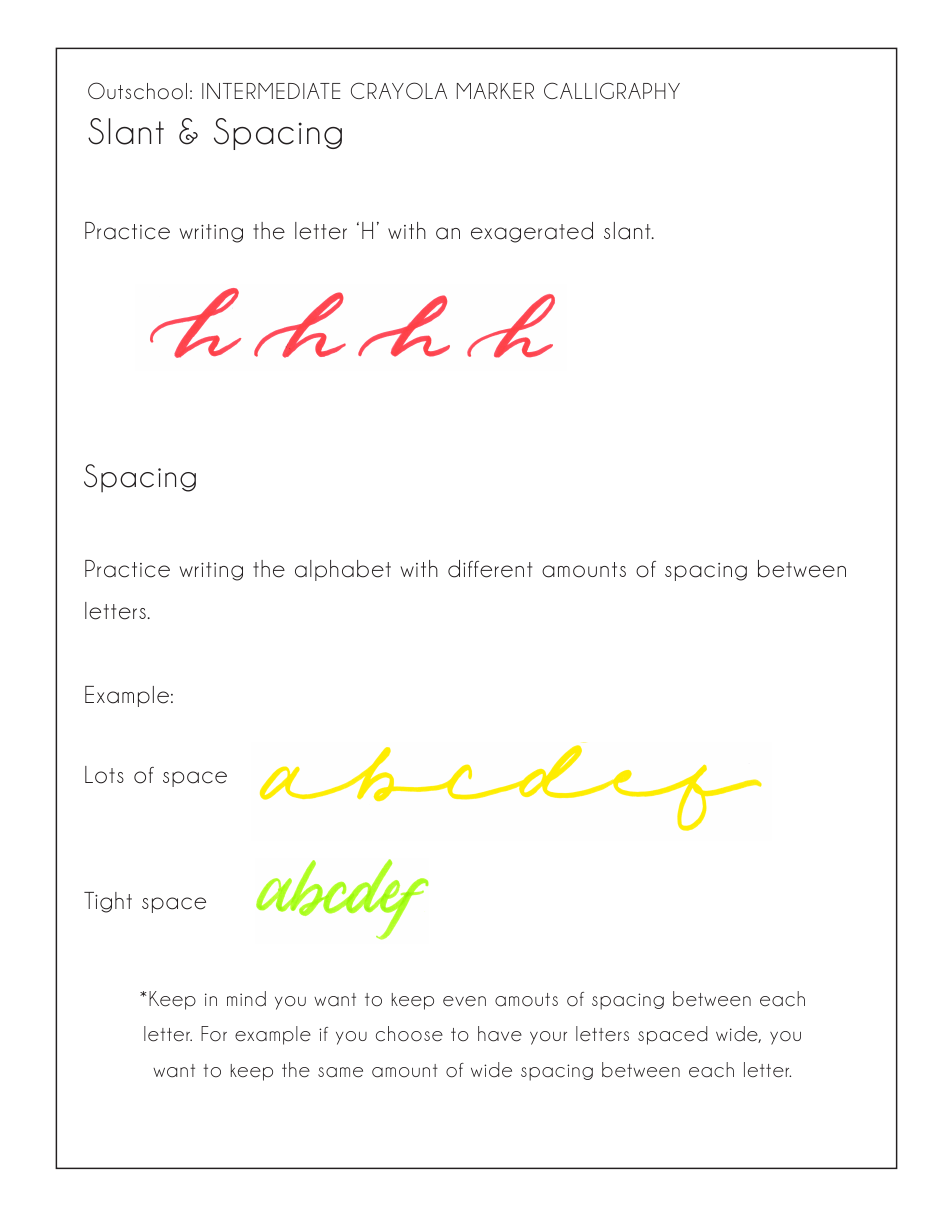 Crayola Marker Calligraphy Guide Sheet, Page 4