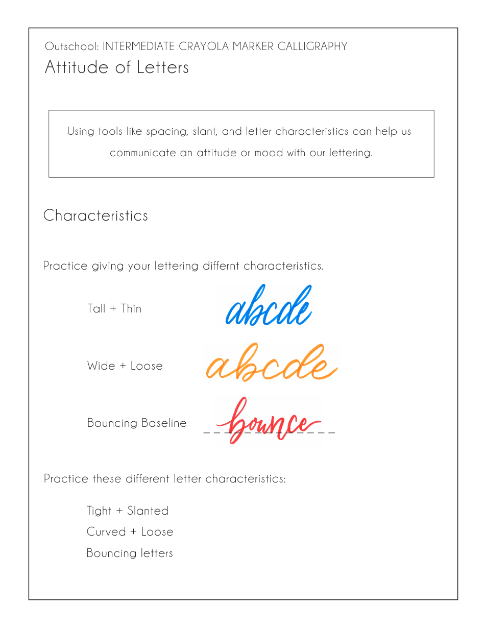 Crayola Marker Calligraphy Guide Sheet, Page 5