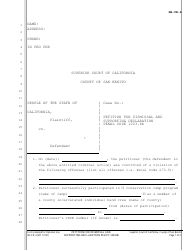 Document preview: Form SB-CR-4 Petition for Dismissal and Supporting Declaration Penal Code 1203.4b - County of San Benito, California