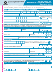 Form MR9 Notification of Change of Ownership - Vehicle Licence Transfer - Western Australia, Australia