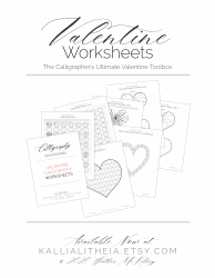 Valentine Drills Calligraphy Worksheet, Page 2