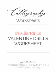 Document preview: Valentine Drills Calligraphy Worksheet