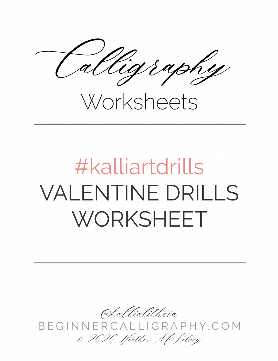 Valentine Drills Calligraphy Worksheet Download Printable PDF ...