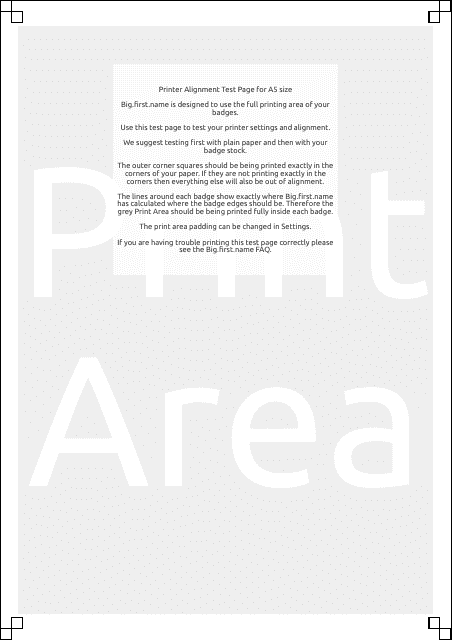 A5 Printer Alignment Test Page - Document Preview