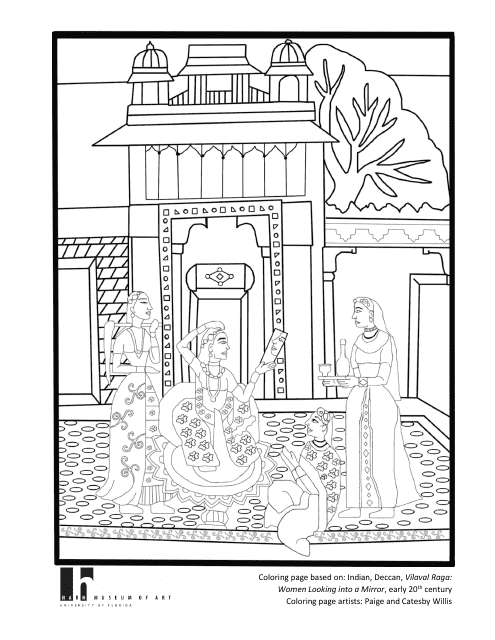 Rajasthani Painting Coloring Page - A Beautiful Coloring Page depicting the Rich Culture and Art of Rajasthan