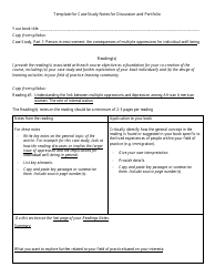 Template for Case Study Notes for Discussion and Portfolio