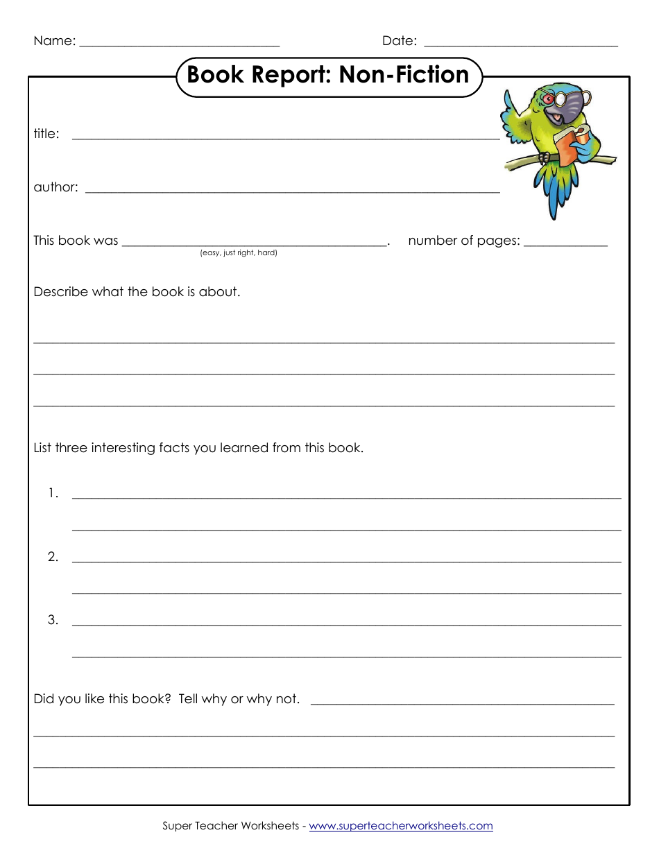 Nonfiction Book Report Template Parrot Fill Out, Sign Online and