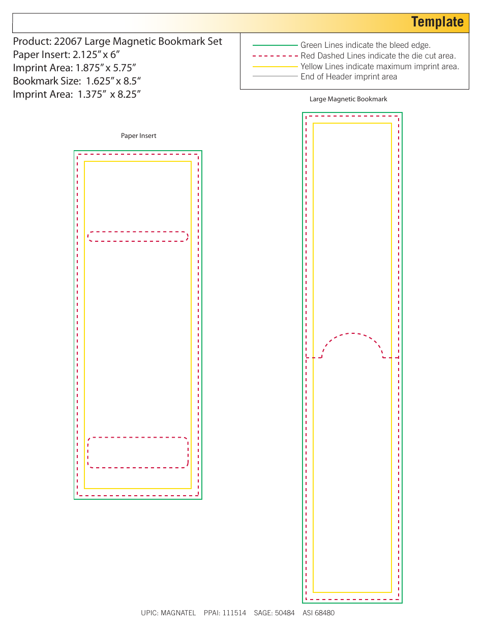 Large Magnetic Bookmark Template - Free Editable PDF