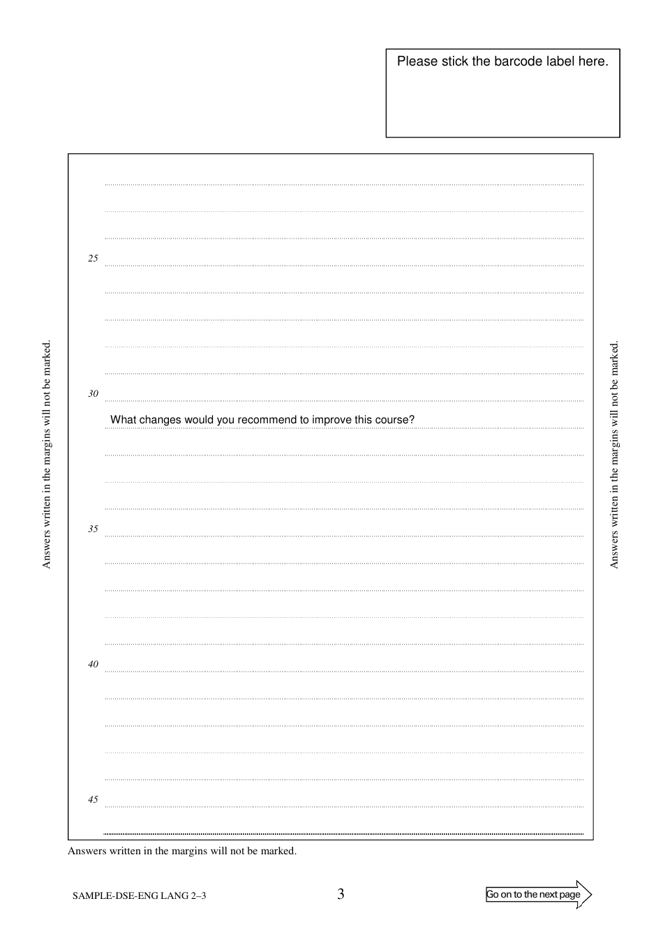 English Language Paper 2 - Question-Answer Book - Hong Kong, Page 3