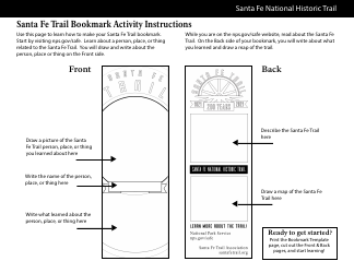 Document preview: Santa Fe Trail Bookmark Template - Black and White
