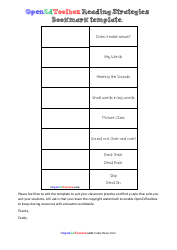 Document preview: Reading Strategies Bookmark Template